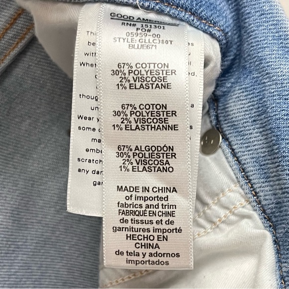 Good American Good Legs Light Wash Distressed Cropped Skinny Jeans Size 18 - Picture 7 of 9